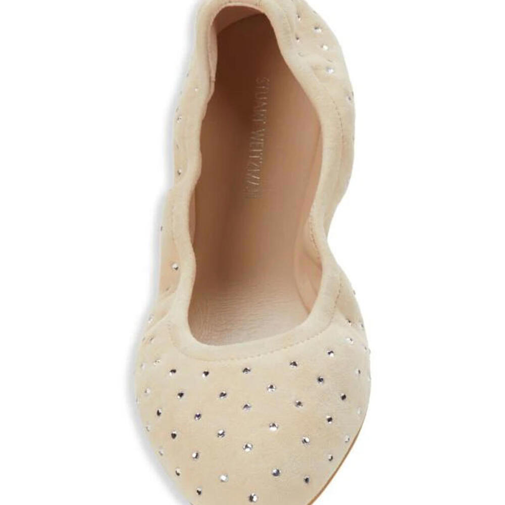 Stuart Weitzman Bling Embellished‎ Suede Ballet Flats SIZE 7.5 NWOB - Picture 3 of 6